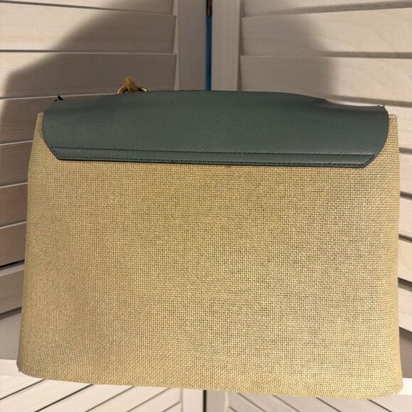 Luella Grey Raffia Crossbody Bag – Teal & Brown Faux Leather, NWT, - Picture 3 of 6